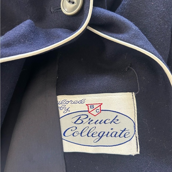 Vintage 1950s BRUCK COLLEGIATE Women’s  Navy Wool School Uniform Blazer Medium - Picture 5 of 7